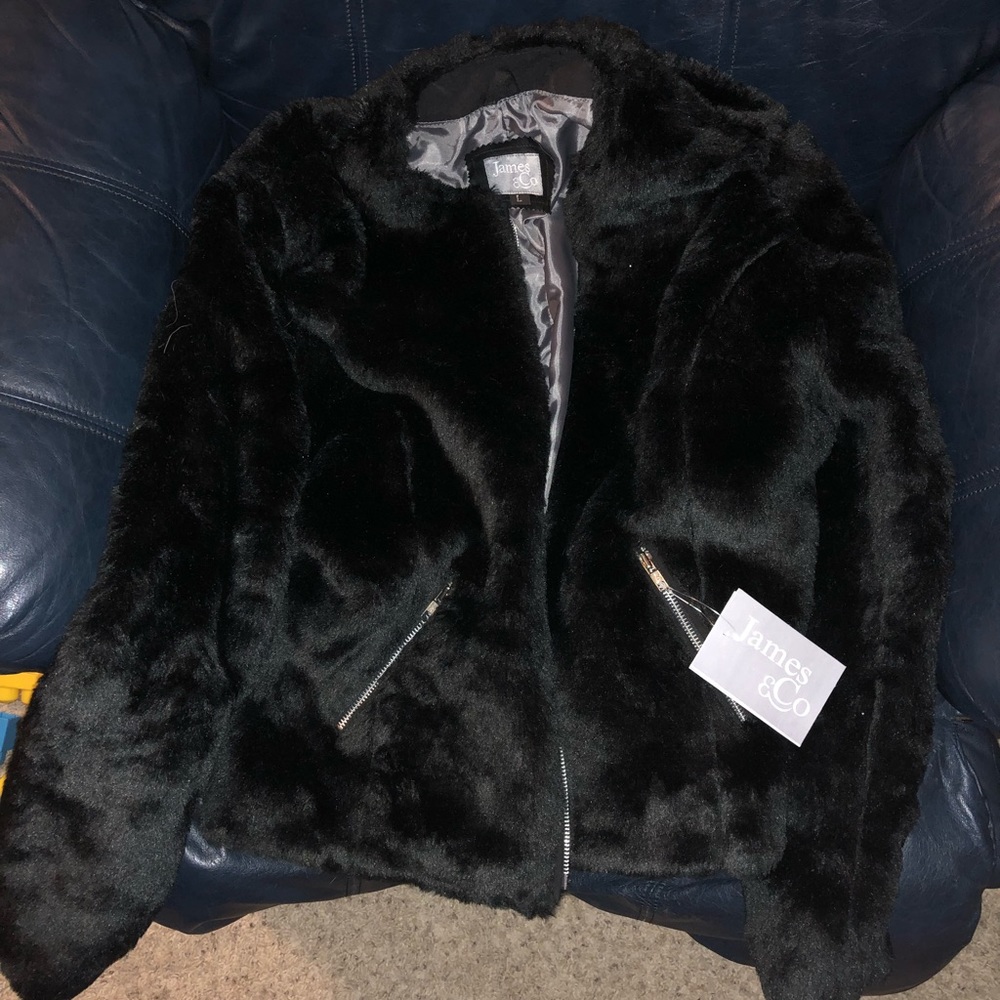 James & Co Black Faux Fur Coat